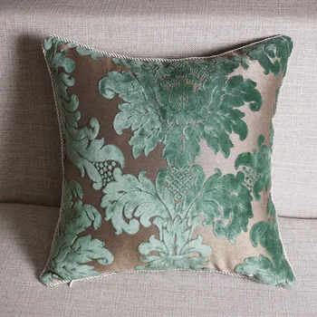 

2018 New Arrival Fashion Colors Peacock Green Cushion Cover Pillowcases European Style Green High End Fine Velvet Cushion Cover