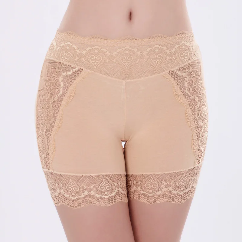 Plus Size Ladies Lace Elastic Anti Chafing Safety Pants Velvet Short