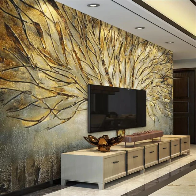 beibehang Custom wallpaper 3d photo murals modern American metal embossed fashion a tree oil painting TV background wall paper