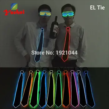 

New Arrival Glowing LED Men Ties Fashion Style EL wire Shinning Men Neck Tie Glow Design 10 Colors Evening Party Decorative Tie