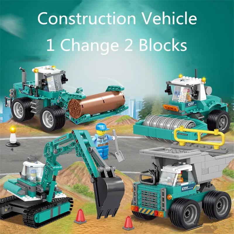 

Kazi Construction Vehicles Building Blocks 4 Kinds of Constructor Briks Compatible With Legoings Educational Toys For Children