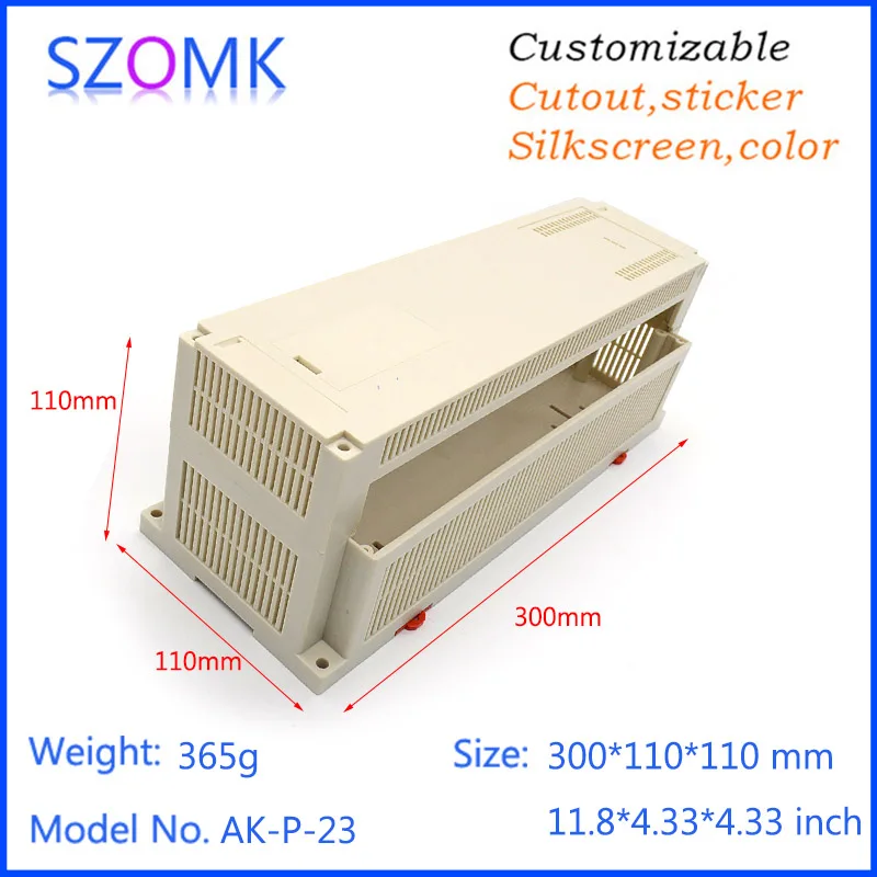 

1 piece 10X110X300MM Din rail enclosure control box diy plastic housing diy plc electronics case szomk housing