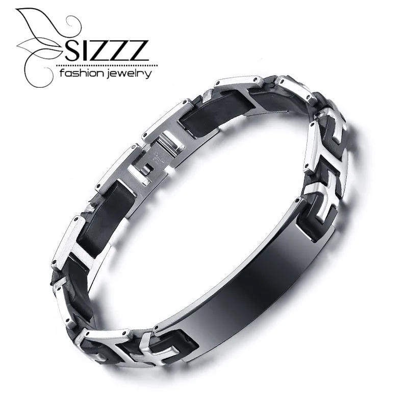 

SIZZZ Factory direct supply silicone stainless steel bracelet&bangles for men