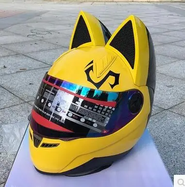 Мотоциклетный шлем NITRINOS cat ear-это четырехсезонный анти-туман шлем - Цвет: Цвет: желтый