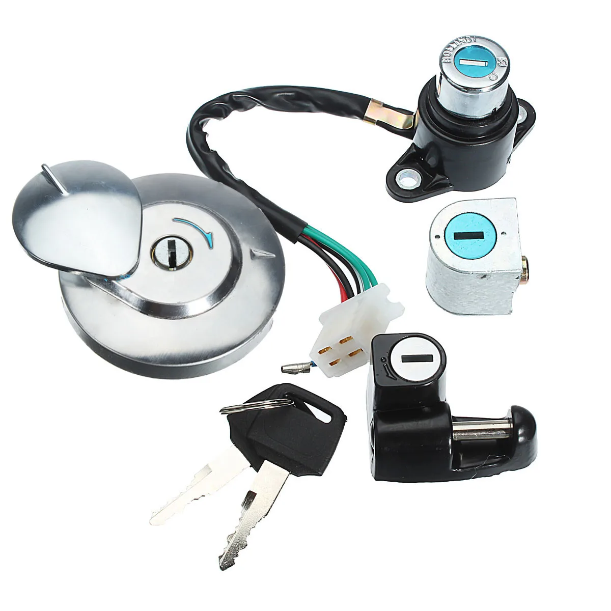 

4 way Motorcycle Connector Ignition Switch Cap Lock Set With 2 Keys For Honda CMX250 Rebel 1985-2015 CA125 1995-1999