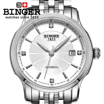 

Switzerland BINGER watches men luxury brand Mechanical Wristwatches movement full stainless steel BG-0405-1
