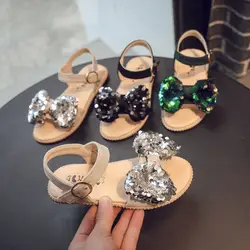 Сандалии для девочек, коллекция 2019 года, сандалии для детей, летняя новая детская пляжная обувь для девочек, детские сандалии с блестками и