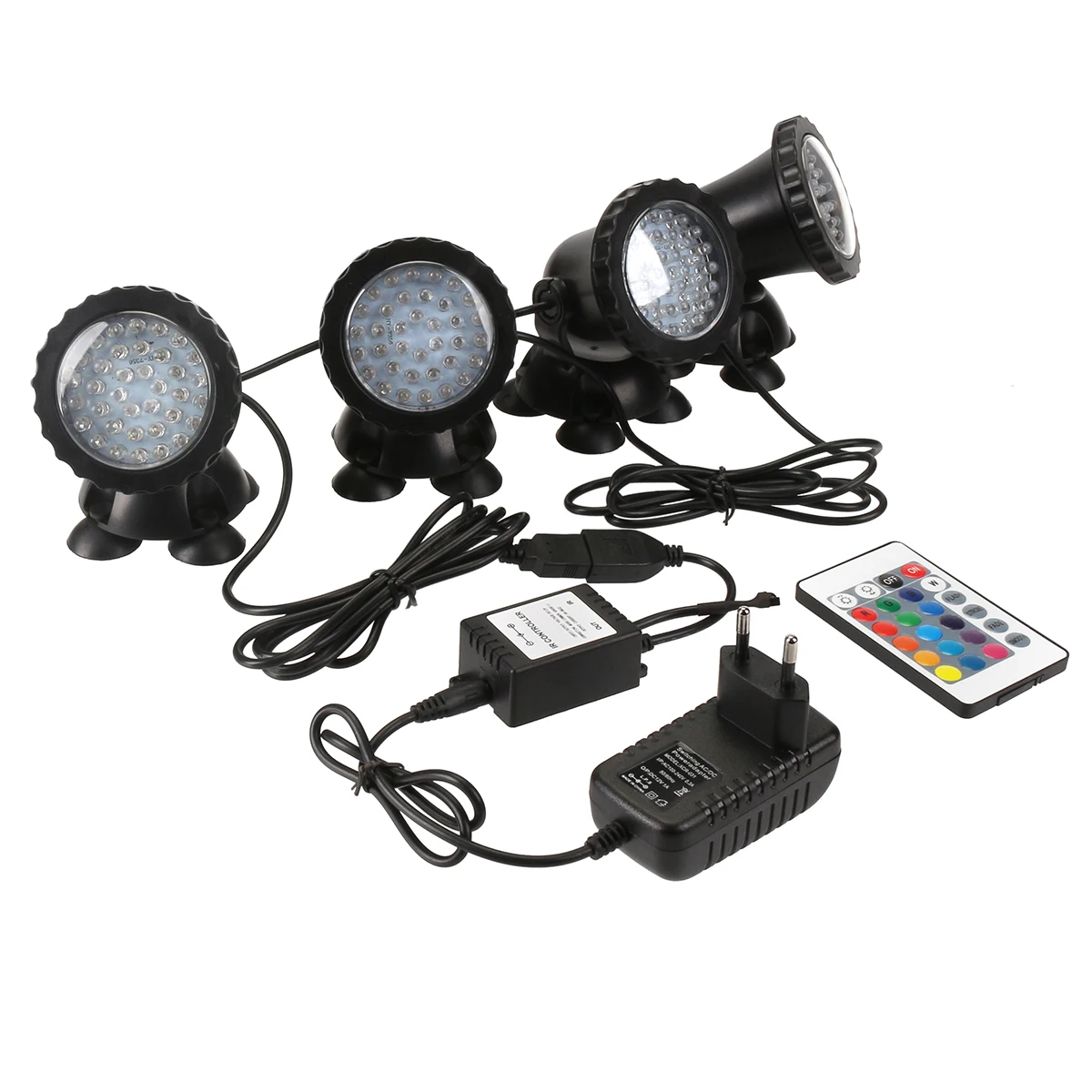 

EU/US/UK Plug RGB Aquarium Spotlight LED Aquarium Fish Tank Light Waterproof Underwater Garden Pond + 24Key Remote Control