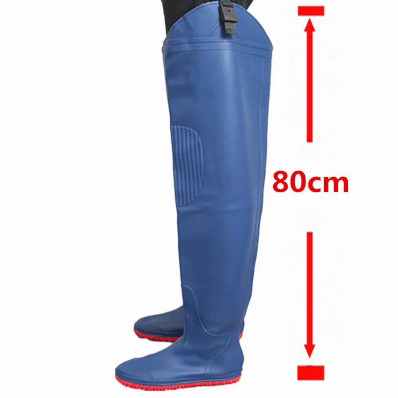 Botas à Prova Alto-salto Altura Voar Pesca Waders Dwaterproof Água 0.55mm Espessamento Material Pvc Joelho Macio Boot Fly Acessórios 80cm 3 Esporte e Lazer