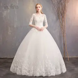 Inofin весенне-летнее кружевное свадебное платье длиной до пола 2019 vestido de noiva свадебное платье для Свадебные платья для женщин