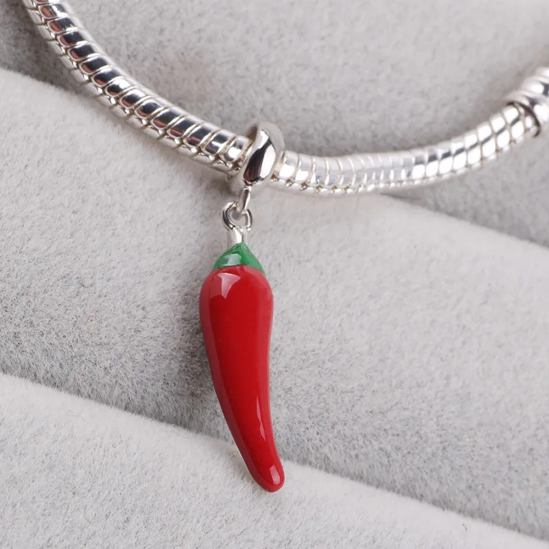 Dodocharms серебряный цвет красный перец чили Шарм Бусины DIY Подходит для Pandora Браслеты ювелирные изделия