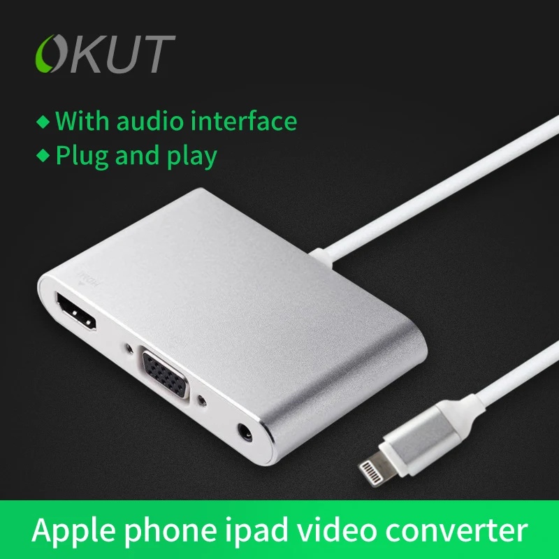 Okut Lightning To Hdmi Vga Audio Adapter For Iphone5 5s 5c 6 Okut Lightning To Hdmi Vga Audio Adapter For Iphone5 5s 5c 6