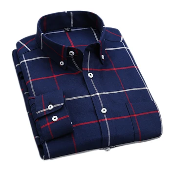 

Non-Iorn Oxford Spring& Autumn Men's Casual Shirt Slim Fit Plaid/Stripe Shirts 60% Cotton Men's Brand Clothing High Quality