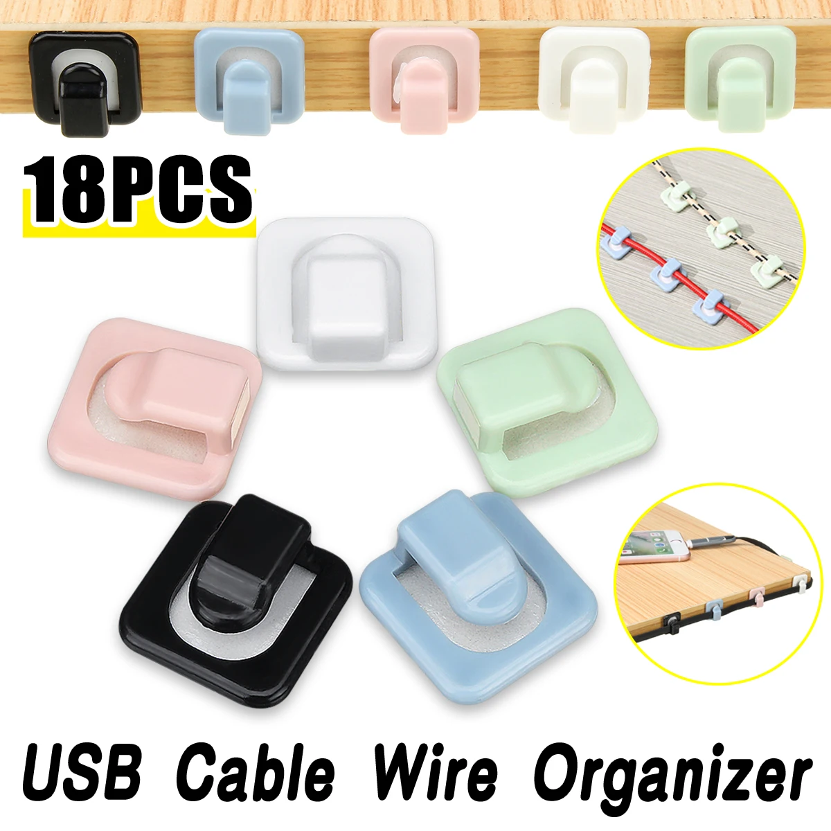 

18pcs Car Wire Clip USB Cable Clamps Clips Holder Fastener Charger Clasp Lines Fixed Clips Auto Accessories Retainer