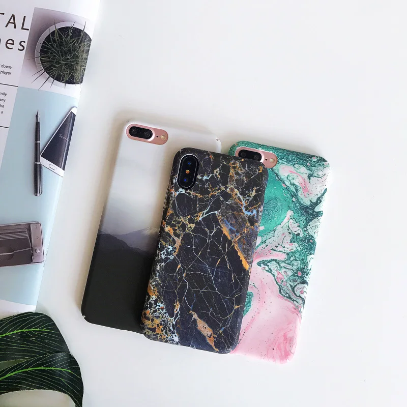 KIPX1070_7_JONSNOW Marble Pattern Phone Case for iPhone XR XS Max 6 6S 7 8 Plus Case Fashion Flowers All-inclusive PC Hard Back Cover Capa Coque