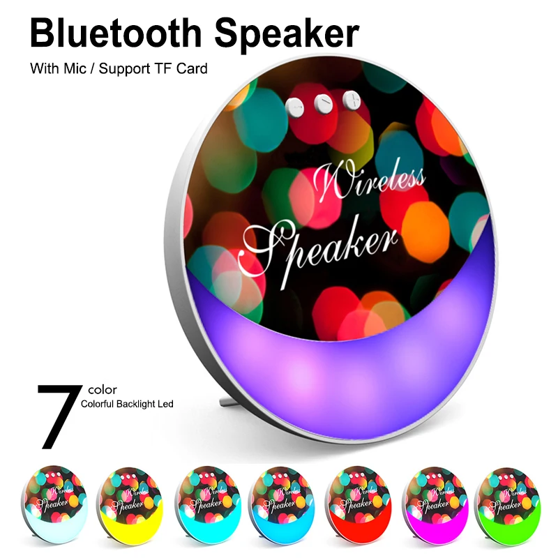 

Portable Bluetooth Wireless Player 7 Color Colorful Backlight Led With MIC TF Card For Smart phone Bluetooth Speaker