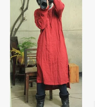 

New product launch in the spring of 2016, the original design loose big yards asymmetrical of 100% cotton linen lady's dress