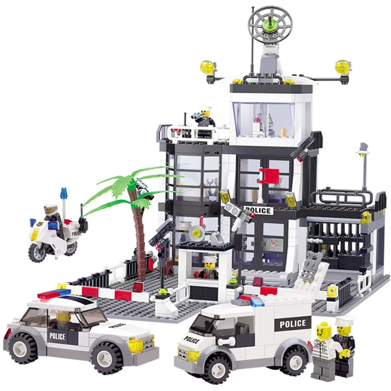 

631Pcs City Police Station Legoings Building Blocks Action Figure Baby Toys Children Birthday Christmas Gifts