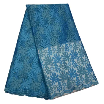 

Best Selling Sky Blue African Embroidered Net Lace French Dress Lace Fabric For Women X549-1
