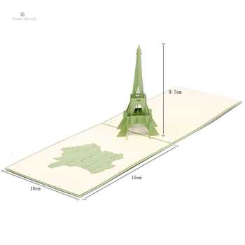 

PAPER SPIRITZ laser famous Tower 3d paper pop up card with envelope blank invitations greeting cards gift thank you invitation