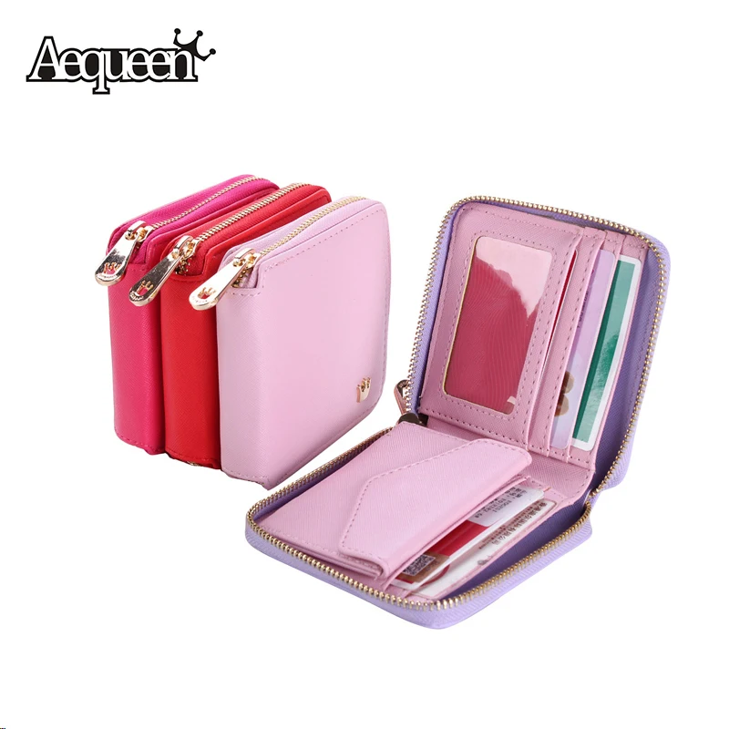  Multi Interbed Leather Short wallet women clutch Small Purse Zipper Lady Girl Mini Coin Bag Card Holder Women Potable Wallet 