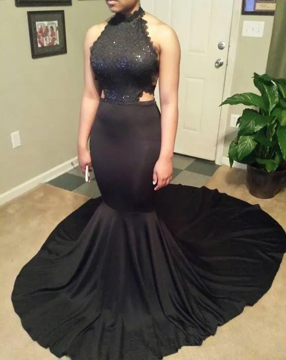 2018-sexy-black-halter-satin-mermaid-long (2)