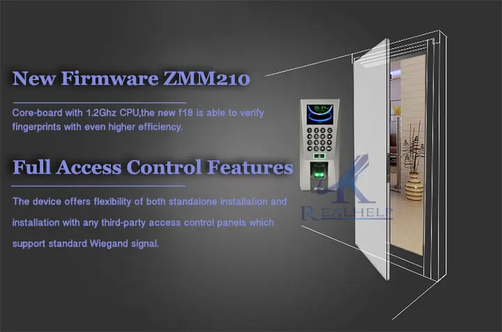 F18 система контроля доступа, система распознавания рабочего времени ZKAccess3.5, система безопасности, USB сканер отпечатков пальцев с SDK