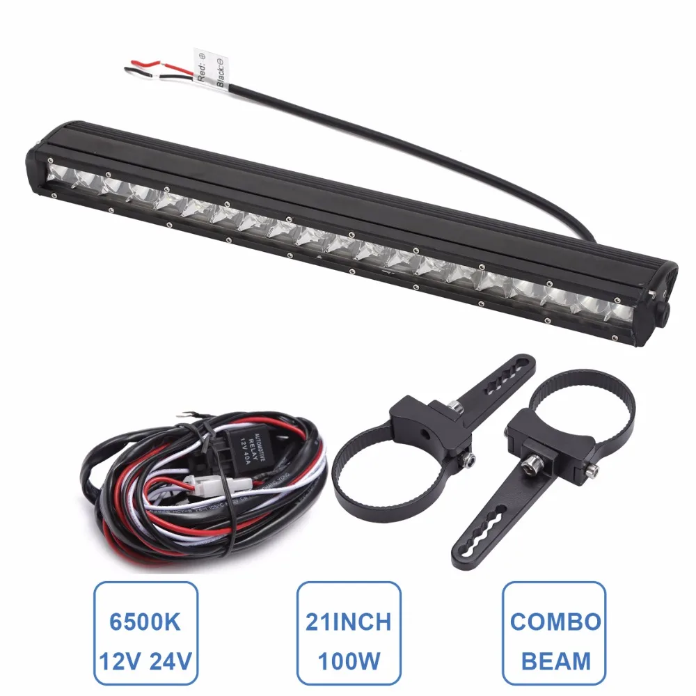 

21'' 100W Off Road LED Light Bar Car SUV ATV Trailer Wagon Boat 4x4 AWD Caravan Bumper Lighting W/ Bullbar Clamp Holder Brackets
