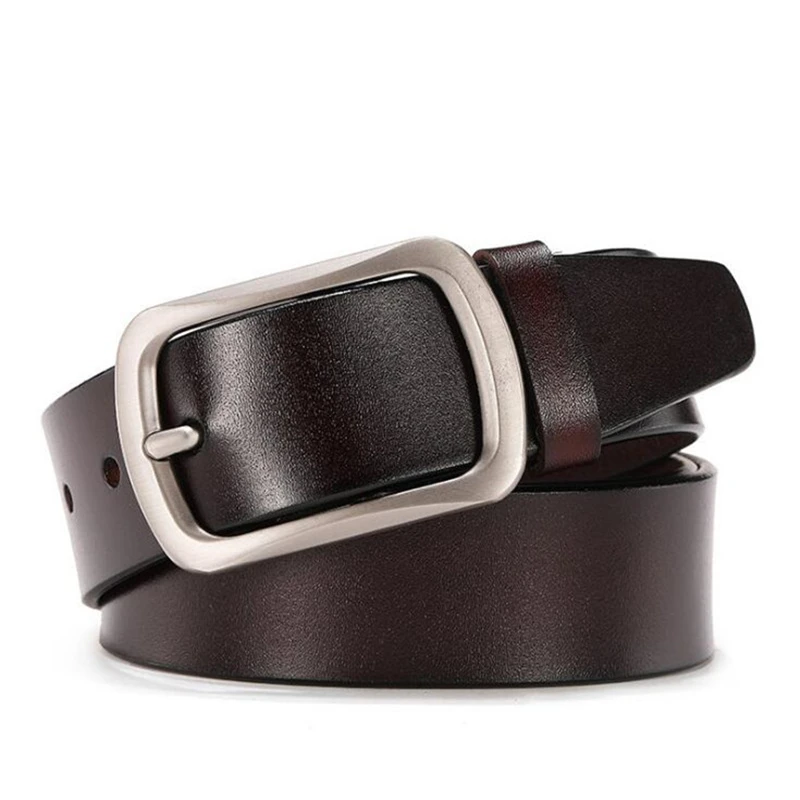 LannyQveen Mens Leather Belts Pin Buckle Belt
