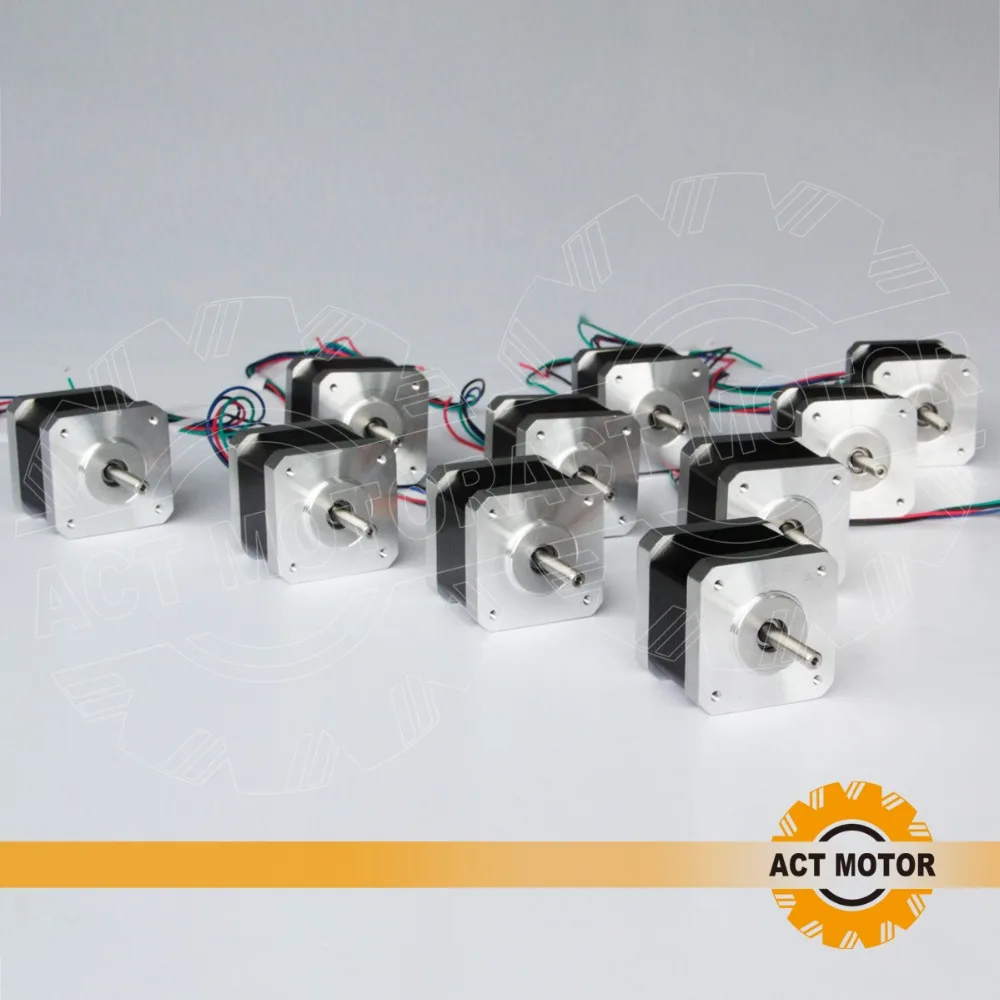 

Top Quality! ACT 10PCS Nema17 Stepper Motor 17HS3404 2Ph 2800g-cm 33mm 12V 0.4A 300mm Wire CE ROSH ISO Desktop 3D Printer Reprap