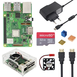Raspberry Pi 3 Model B + плюс комплект 16 32 Гб SD карты вентилятор 2.5A переключатель адаптеры питания теплоотвод HDMI кабель для Raspberry Pi 3 B - изображение