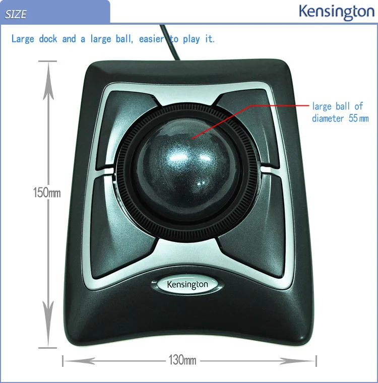 Kensington Original Trackball Expert mouse оптическая USB для ПК или ноутбука(большое кольцо для прокрутки шариков) с розничной упаковкой