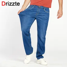 Drizzte летние мужские тонкие легкие Стрейчевые джинсы, повседневные свободные брюки для отдыха, штаны размера плюс 33 34 36 38 40 42