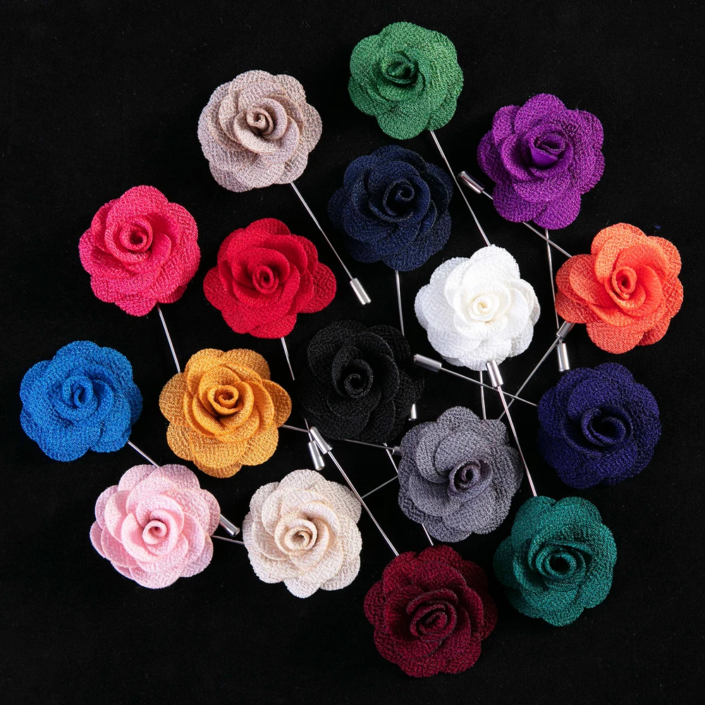 

Tailor Smith Soloid Color Flower Lapel Pin Casual Fashion Handmade Suit Boutonniere Stick Brooches High Quality Mens Accessories