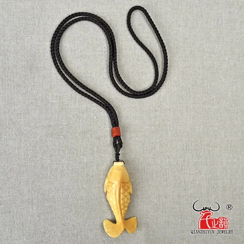 

1PC Handmade Carved Yak Bone The Fish Sweater Necklace WoMen Pendant Schoolgirl Jewelry Gift