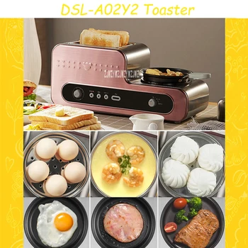 

DSL-A02Y2 Household 2 Slices Toaster Multifunctional Breakfast Toaster Egg Cooker Automatic Electric Frying Pan Quality Steamer