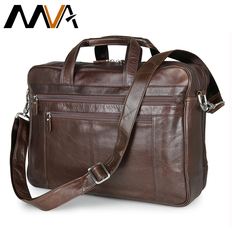 MVA جلد أصلي للرجال حقيبة الكتف Crossbody أكياس الأعمال الرجال حقيبة حقيبة لابتوب 16 بوصة حقيبة اليد الأزياء المحامي أكياس