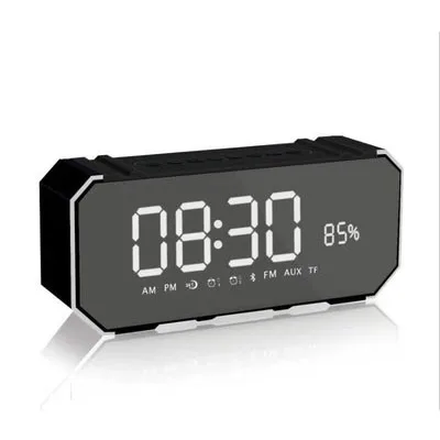 Black Speaker Цифровой Будильник Bluetooth радио будильник динамик светодиодный дисплей украшение дома Повтор Настольные часы Aux TF USB музыкальный плеер - Цвет: Black Speaker