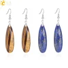 CSJA aretes colgantes largos para las mujeres de piedra Natural multifacético de corte colgante con ojo de tigre de Lava geometría pendiente F354 ► Foto 1/6
