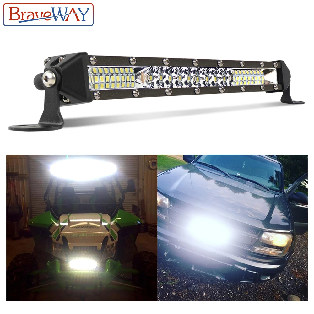BraveWay светодиодный светильник бар рабочий светильник для автомобиля внедорожный тягач ATV внедорожник 4WD UAZ 4x4 водительский светильник 12 в дневное время ходовой DRL
