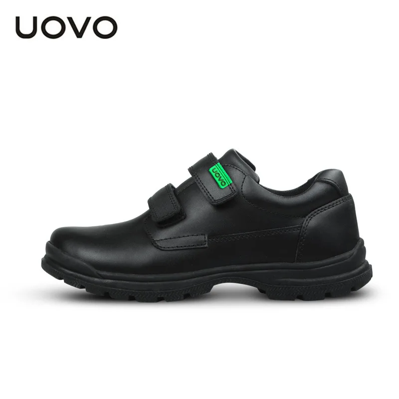 UOVO/Новинка года; детская обувь из натуральной кожи(коровья кожа); водонепроницаемая черная кожаная обувь для мальчиков; повседневная обувь для школьной униформы - Цвет: Black