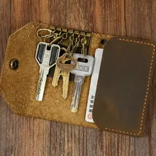 Кожаный тонкий бумажник для ключей, кожаный держатель для ключей, кожаный чехол для ключей, индивидуальный Футляр для ключей гравировка