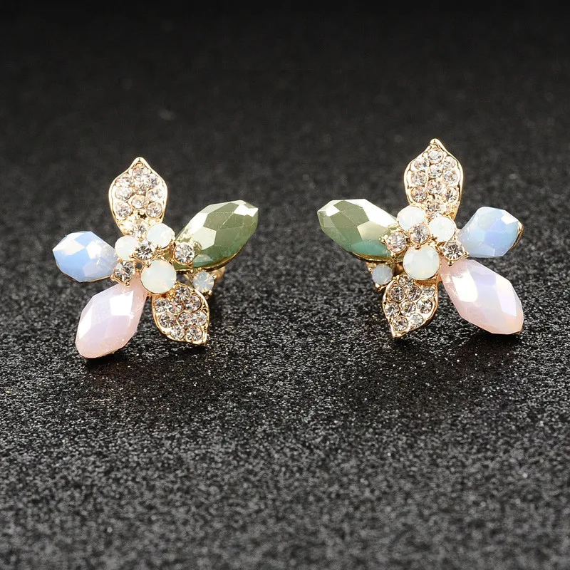 

ROXI Cute Daisy Flowers Crystal Stud Earring Paved Austrian Cubic Zirconia brincos Colorful Stone Earrings for Women Jewelry