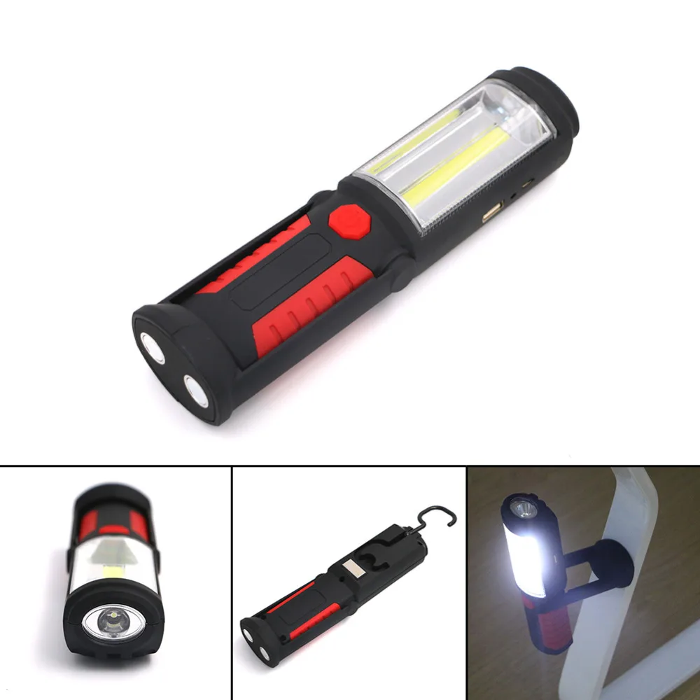 COB light strip +1LED Hook Light Flashlight Perfect Torch Work