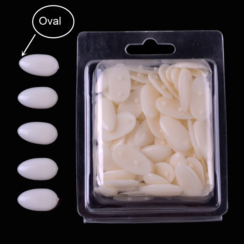

100pcs Square Practice Nail Art Tips Training Oval Plastic Nail Tips Model Hand Practice Training Displasy Manicure Tools