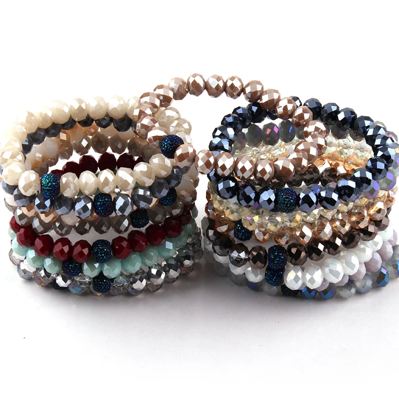 Free Shipping Energy Bracelets Made Fashion Beautiful 10mm Mix Color Glass Bracelet 10pc different color/lot