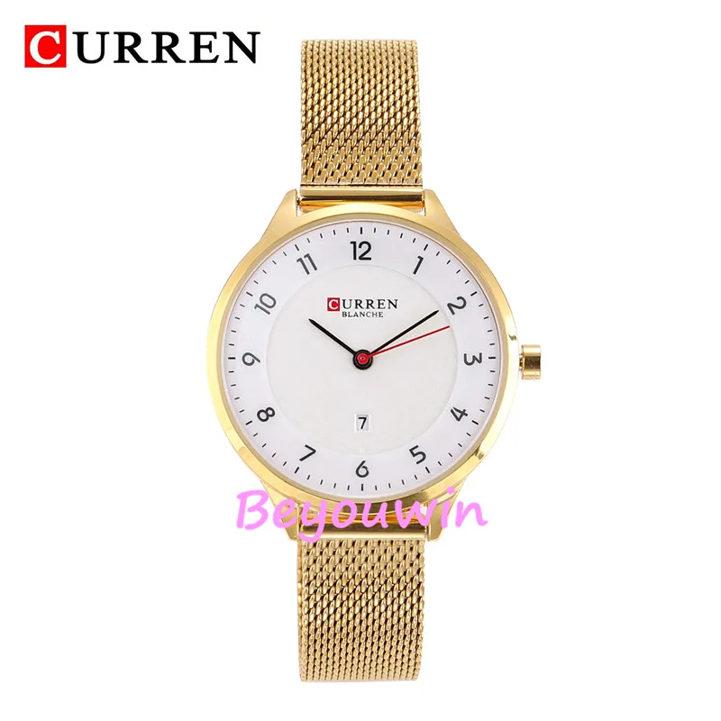 50 шт./лот curren 9035 роскошные женские часы с цветным циферблатом и сеткой кварцевые