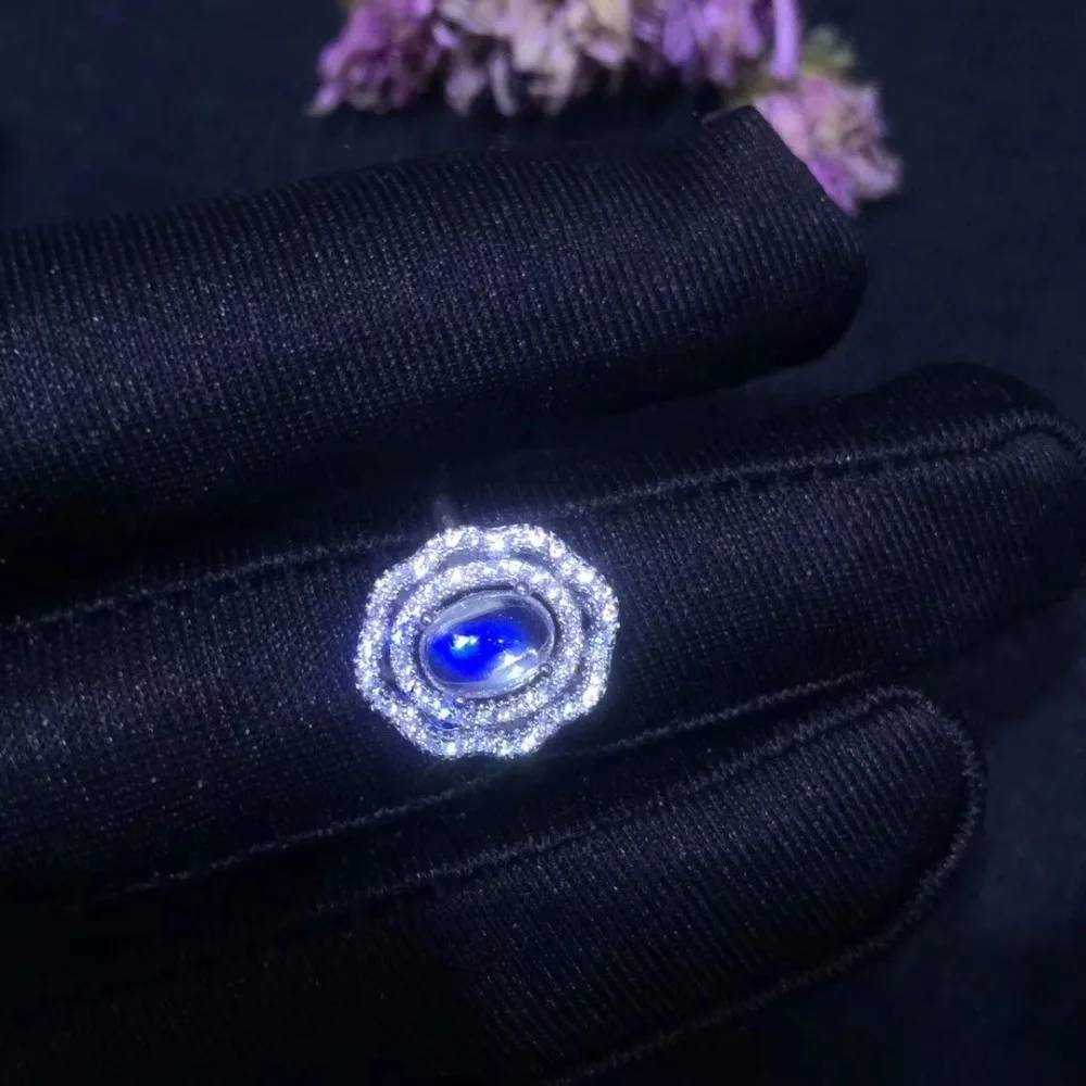 

Uloveido Oval Cut 1.2 Carats Natural Blue Moonstone Ring, 925 Sterling Silve Popular Ladies Gemstone Ring with Gift box FJ353