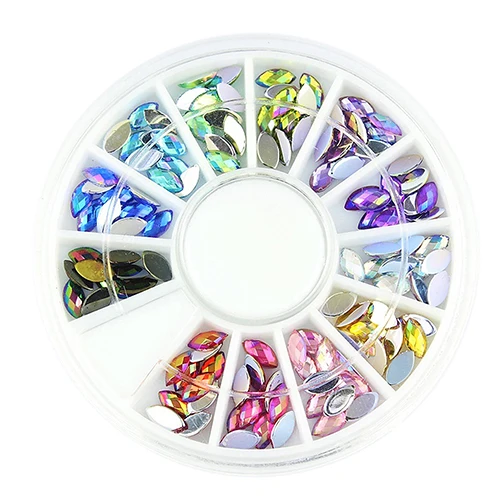 12 смешанных цветов колеса дизайн 3D дизайн ногтей Совет шарм горный хрусталь ювелирные изделия DIY Инструменты