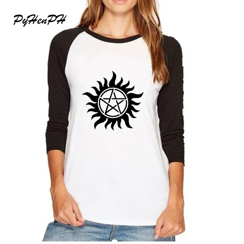 

2017 New Long Sleeve Round Neck T-Shirt Women's Spring Fashion Supernatural Winchester Print T Shirt Plus Size Women Clothing